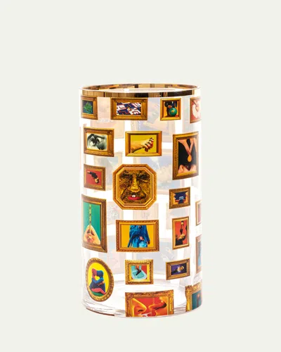 Seletti X Toiletpaper Frames Cylindrical 12" Medium Vase In Multi