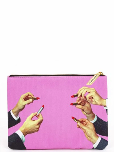 Seletti X Toiletpaper Lipstick Clutch Bag In Pink