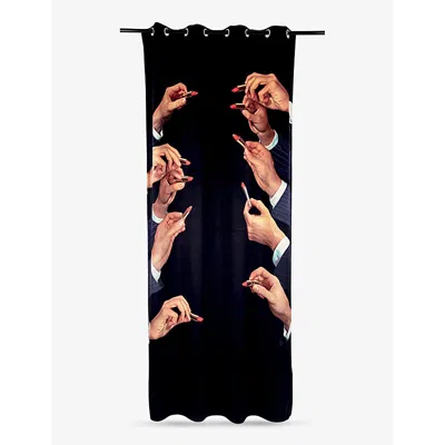 Seletti X Toiletpaper Lipstick-print Woven Curtains 280cm In Black