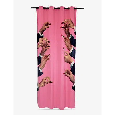 Seletti X Toiletpaper Lipstick Print Woven Curtains 280cm In Pink