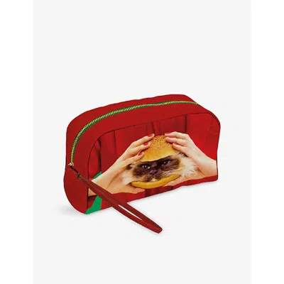 Seletti X Toiletpaper Magazine Cat Liscious Faux-leather Cosmetic Bag