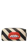 Seletti Graphic-print Striped Wash Bag In Metallic