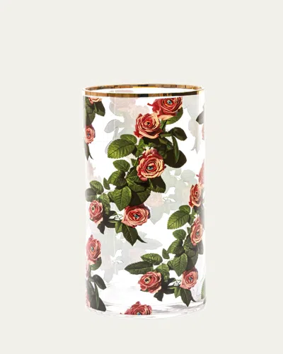 Seletti Roses Medium Cylindrical Vase In Transparent