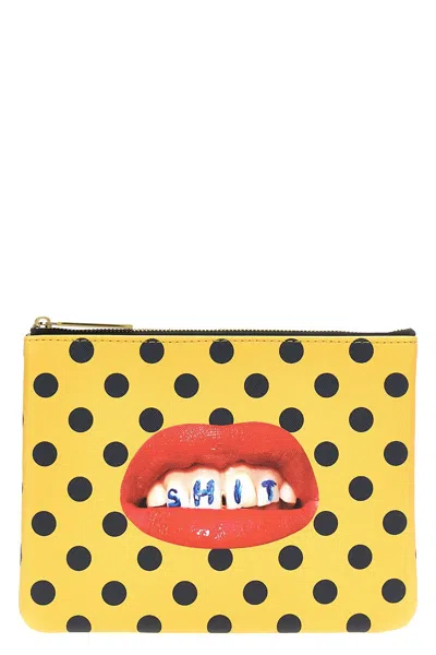 Seletti X Toiletpaper 'shit' Clutch In Yellow