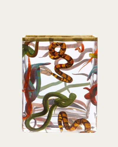 Seletti X Toiletpaper Snakes 6" Medium Glass Vase In Multi