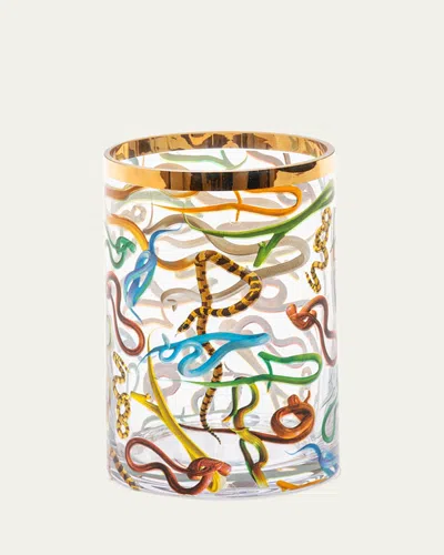Seletti X Toiletpaper Snakes Cylindrical 5.5" Small Vase In Multi