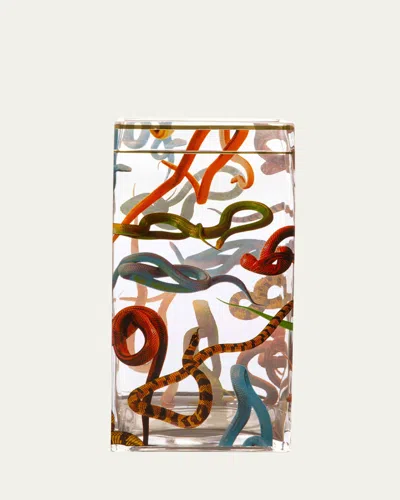 Seletti X Toiletpaper Snakes Large 12" Glass Vase In Multi