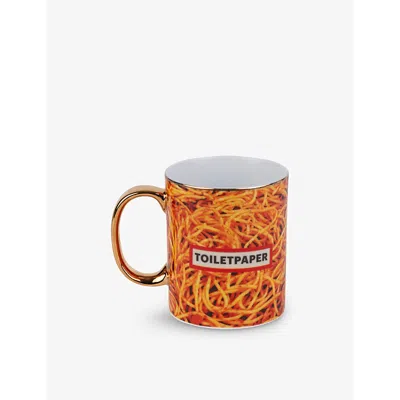Seletti X Toiletpaper Spaghetti Fine-porcelain Mug 10cm In Orange