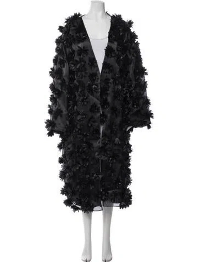 Pre-owned Selezza Floral Print Coat In Black
