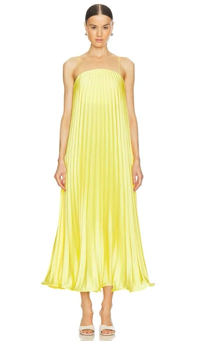 Selezza London Gianna Pleated Midi Dress In Tuscany Yellow