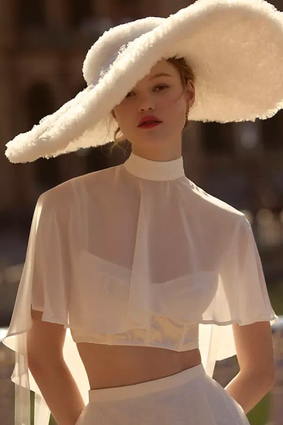 Selezza London Wide-brim Tulle Hat In White