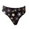 Self-adore Women's Black / Gold Celeste Hand-beaded Embellished High-waisted Bikini Bottom- Black In Black