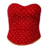 Self-adore Women's Red / Gold Perla Hand-beaded Embellished Corset Top-red In Red