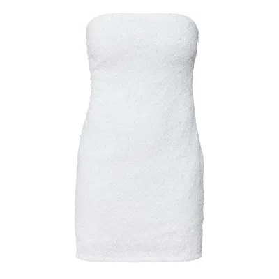 Self-adore Women's White Evermore Hand-beaded Embellished Mini Dress