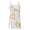 Self-adore Women's White / Gold Love Hand-beaded Embellished Mini Dress In White