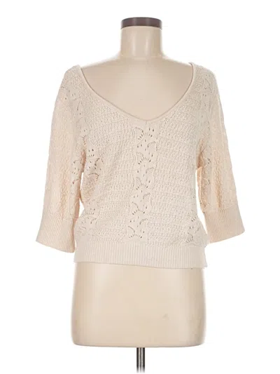 Pre-owned Self Contrast 3/4 Sleeve Top Ivory Sweetheart Neckline Tops