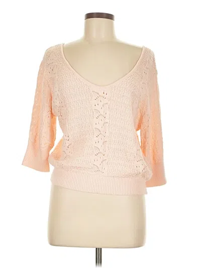 Pre-owned Self Contrast 3/4 Sleeve Top Pink Sweetheart Neckline Tops