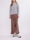 Self Contrast Alaia Overlap Skirt In Brown In Brown