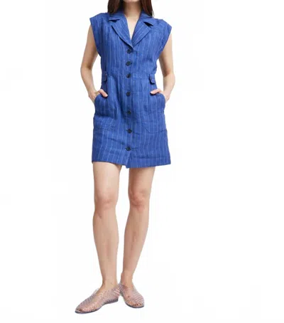 Self Contrast Aliany Mini Dress In Blue Stripes