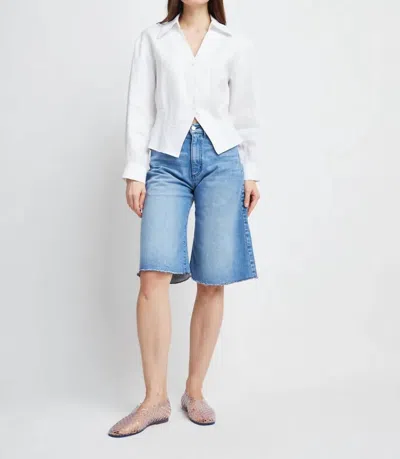 Self Contrast Alison Buttondown Blouse In White Linen