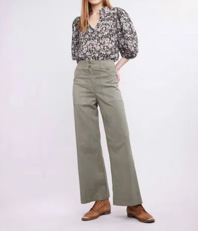 Self Contrast Aria Hi-waist Pants In Green