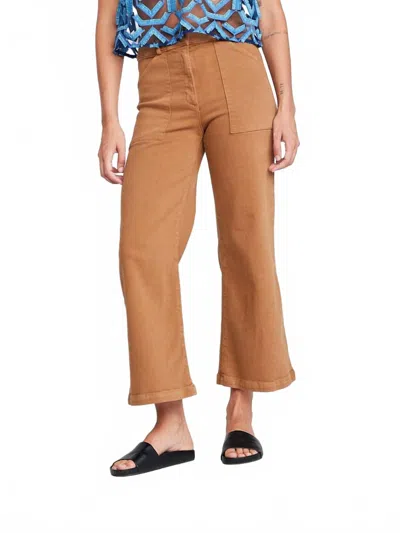 Self Contrast Aria High Waisted Pants In Copper In Brown