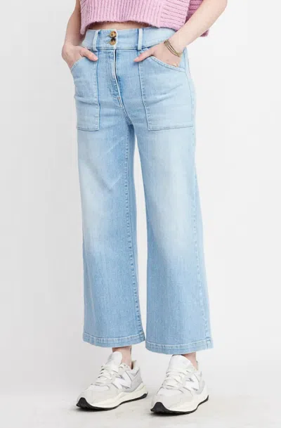 Self Contrast Aria Hi-waist Pants In Spring Blue