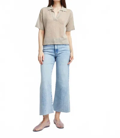 Self Contrast Autumn Boxy Polo Top In Sand In Neutral