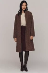 Self Contrast Bronte Open Long Cardigan Sweater In Brown