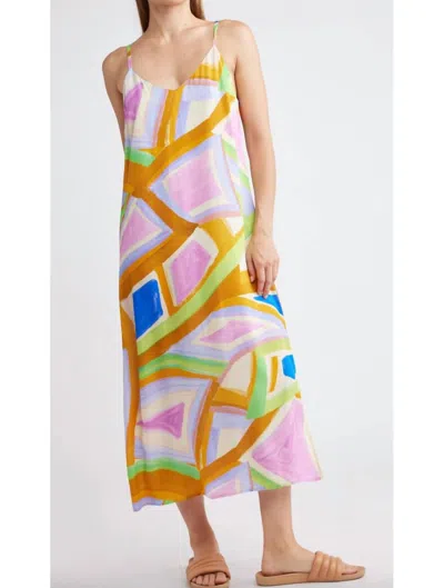 Self Contrast Camila Slip Dress In Brush In Multi