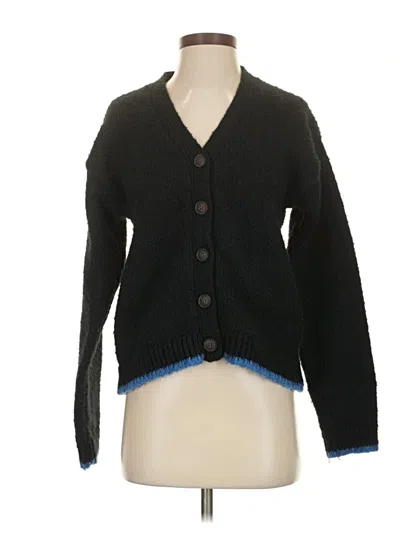 Pre-owned Self Contrast Cardigan Sweater In Black