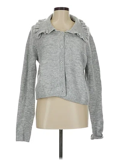 Pre-owned Self Contrast Cardigan Sweater In Gray