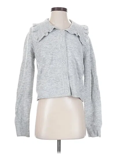 Pre-owned Self Contrast Cardigan Sweater In Gray