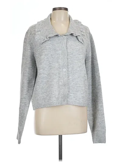 Self Contrast Cardigan Sweater In Gray