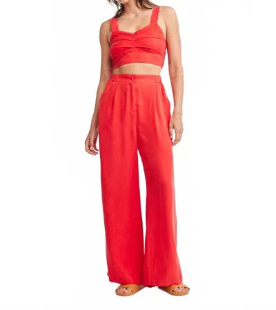 Self Contrast Caroline Pants In Red In Orange