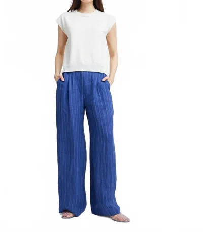 Self Contrast Caroline Wide Leg Pants In Blue Stripe