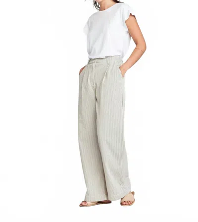 Self Contrast Caroline Wide Leg Pants In Green In Neutral