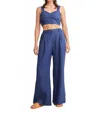 Self Contrast Caroline Wide Leg Pants In Navy In Blue