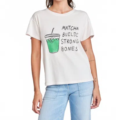 Self Contrast Cherie Matcha Strong Bones T-shirt In Powder Pink In White