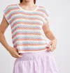 Self Contrast Corey Crochet Top In Neon Coral In Red