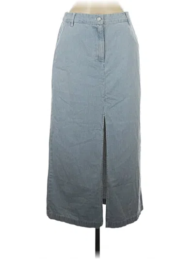 Pre-owned Self Contrast Denim Skirt In Gray