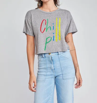 Self Contrast Drew Crop Chill Pill T-shirt In Heather Grey In Gray