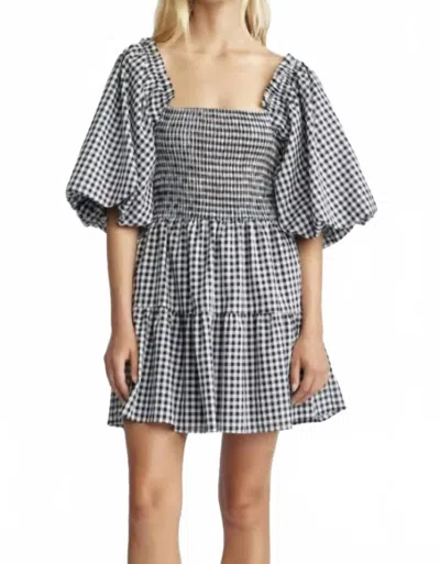 Self Contrast Edvina Mini Dress In Black And White In Gray