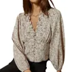 Self Contrast Floral Top In Neutral In Beige