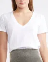 Self Contrast Frankie V-neck Baby Tee In White In White