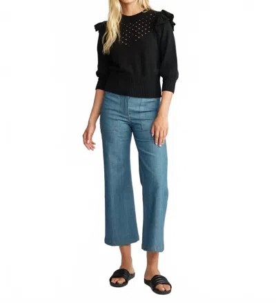 Self Contrast Gwyneth Ruffle Sweater In Black
