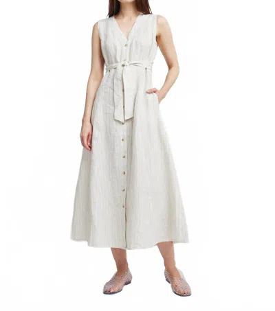 Self Contrast Heidi Wrap Tie Dress In Cream/natural Stripes In White