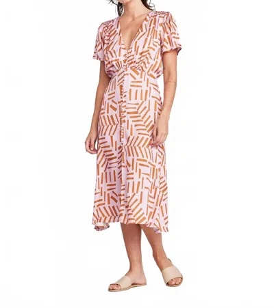 Self Contrast Ilse V-neck Midi Dress In Cinnamon Sticks In Pink