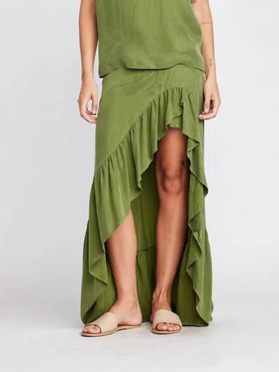 Self Contrast Jemma Ruffle Skirt In Kelp In Green