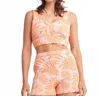 Self Contrast Kori Crop Tank Top In Tropical Leaf In Gray